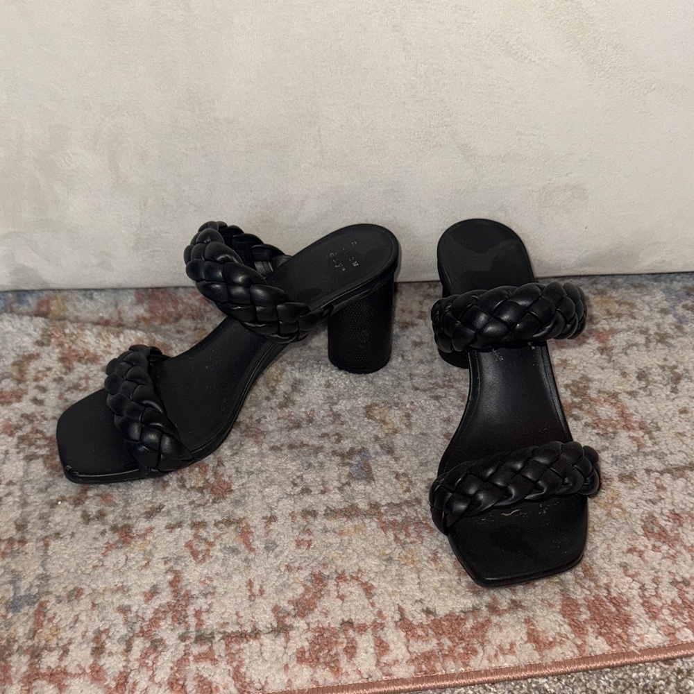 Elegant Black Braided Women's Heels